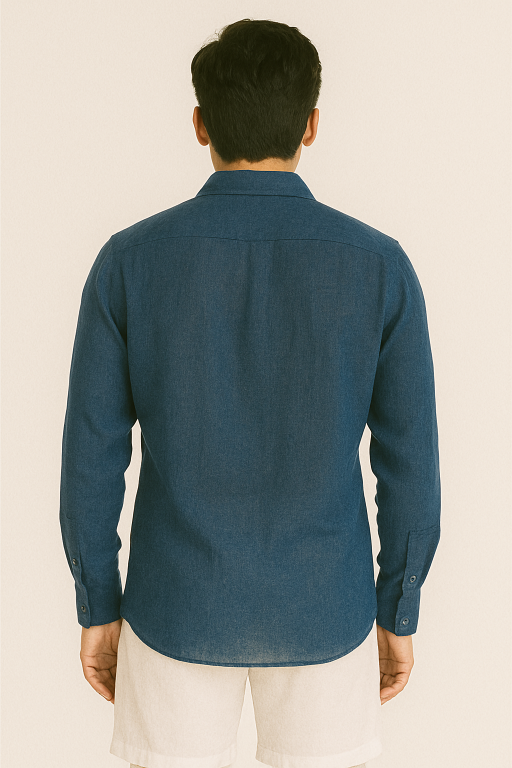 PRUSSIAN BLUE – RELAXED FIT PREMIUM LINEN-BLEND SHIRT